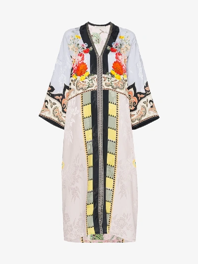 Shop Etro Floral Patchwork Kaftan Dress In Multicoloured