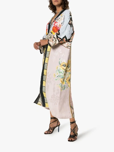 Shop Etro Floral Patchwork Kaftan Dress In Multicoloured