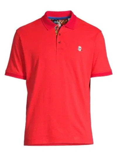 Shop Robert Graham Easton Embroidered Skull Polo In Red