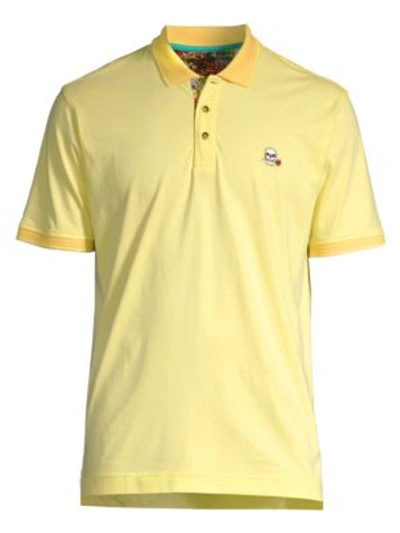 Shop Robert Graham Easton Embroidered Skull Polo In Yellow