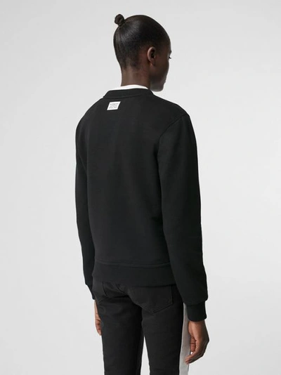 Shop Burberry Quote Print Cotton Sweatshirt In Black