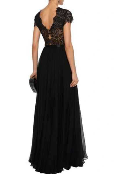 Shop Catherine Deane Nessie Satin-trimmed Lace And Silk-chiffon Gown In Black