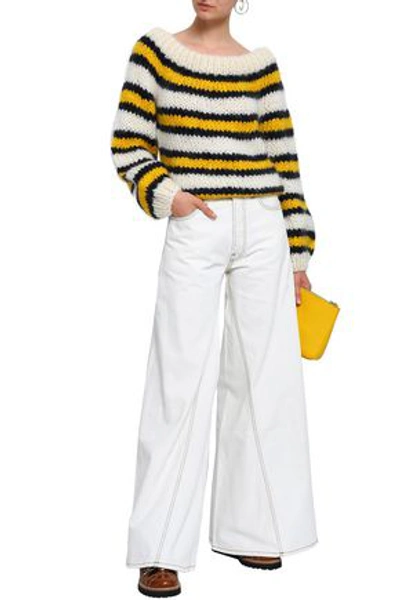Shop Ganni High-rise Wide-leg Jeans In Ivory