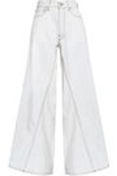 Shop Ganni High-rise Wide-leg Jeans In Ivory