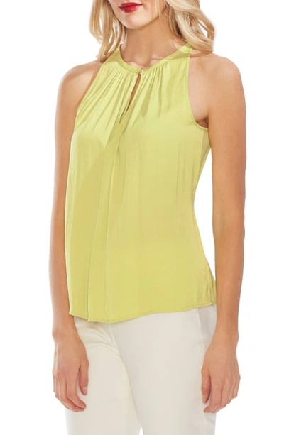 Shop Vince Camuto Rumpled Satin Keyhole Top In Pale Green