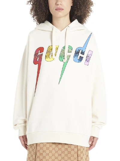 Gucci Blade Hooded Sweatshirt In White | ModeSens