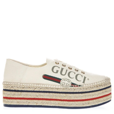 Shop Gucci Logo Platform Espadrilles In Multi