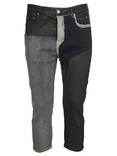 Shop Rick Owens Cropped Panelled Jeans In Multi