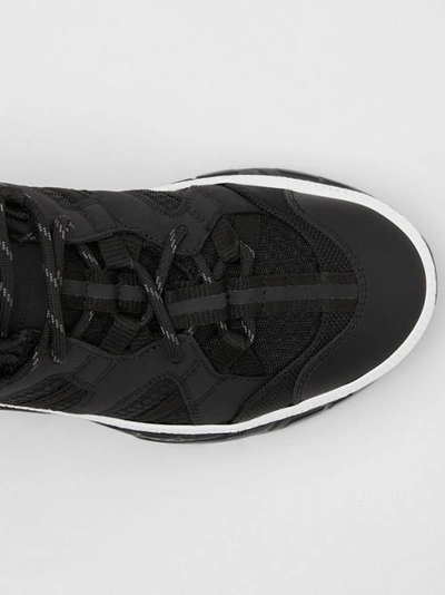 Shop Burberry Mesh And Nubuck Union Trainers In Black