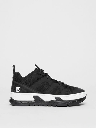 Shop Burberry Mesh And Nubuck Union Trainers In Black