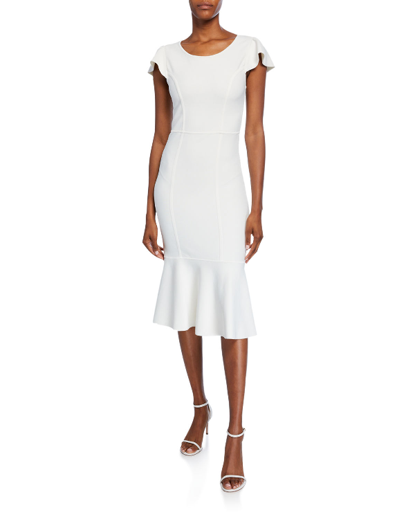 bcbg fluted bodycon dress