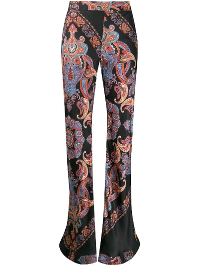 Shop Chloé Paisley Print Satin Trousers - Black