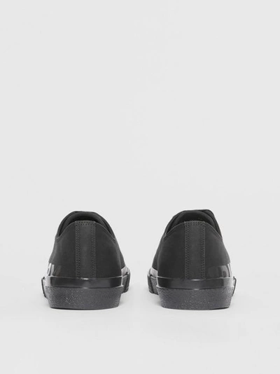 Shop Burberry Logo Print Cotton Gabardine Sneakers In Black