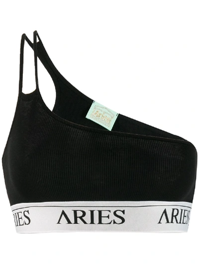 Shop Aries One-shoulder Bra Top - Black