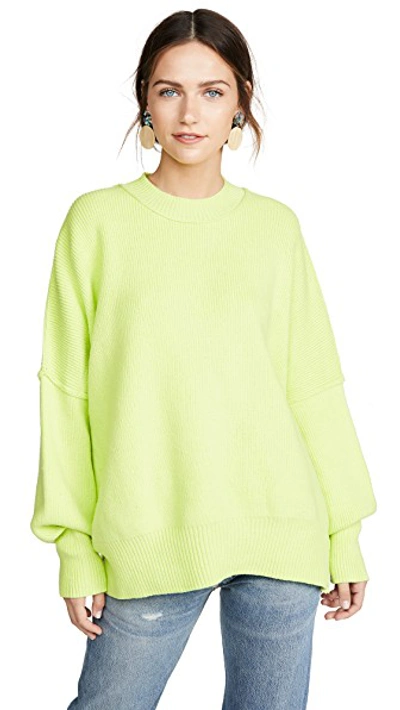 Shop Free People Easy Street Tunic Sweater In Lime