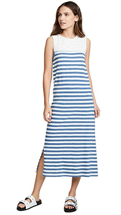 Shop Current Elliott The Perfect Muscle Tee Dress In Blue Stripe With Bleach