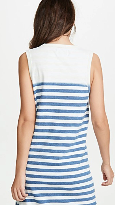 Shop Current Elliott The Perfect Muscle Tee Dress In Blue Stripe With Bleach