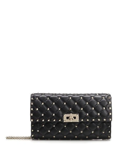 Shop Valentino Garavani Rockstud Spike Shoulder Bag In Black