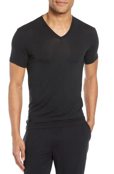 Shop Calvin Klein Ultrasoft Stretch Modal V-neck T-shirt In Black