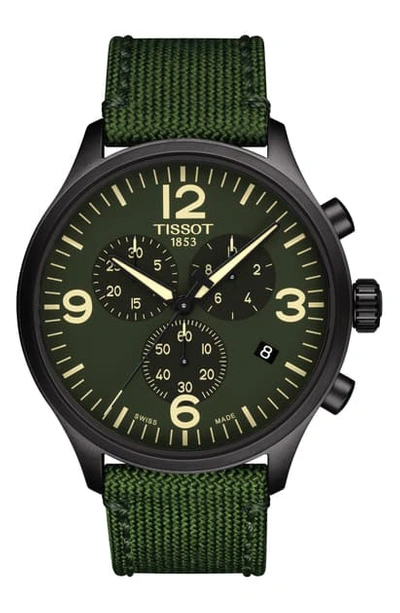 Shop Tissot T-sport Xl Chonograph Nylon Strap Watch, 45mm In Green/ Black