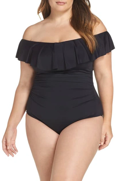 Shop La Blanca Off The Shoulder One-piece Swimsuit In Black