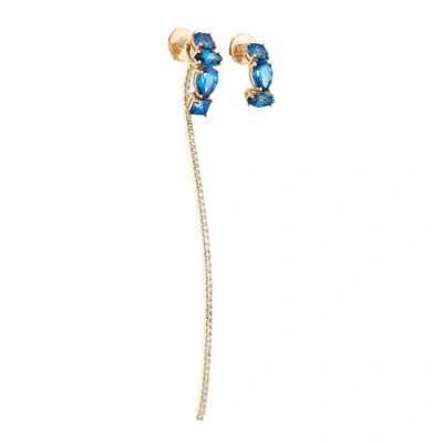 Shop Atelier Swarovski Arc-en-ciel Two-piece Mis-match Earrings Caribbean Blue