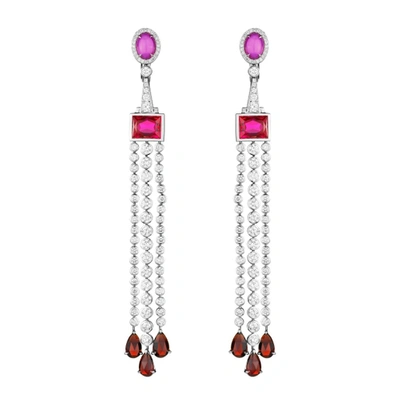 Shop Atelier Swarovski Flowering Fuchsia Long Earrings Swarovski Created Ruby