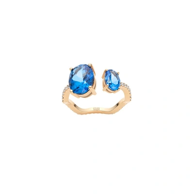 Shop Atelier Swarovski Arc-en-ciel Ring Caribbean Blue Size 52