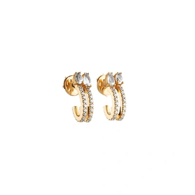 Shop Atelier Swarovski Arc-en-ciel Double Hoop Earrings Swarovski Genuine Topaz 18k Gold