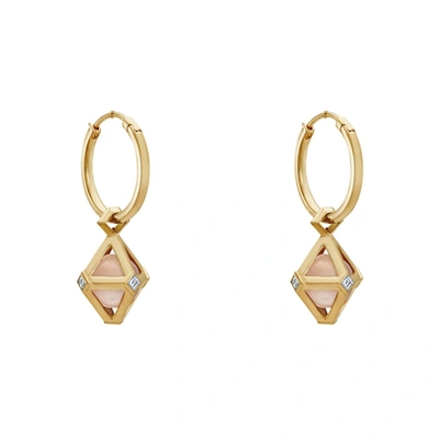 Shop Atelier Swarovski Double Diamond Drop Earrings Genuine Rose Quartz