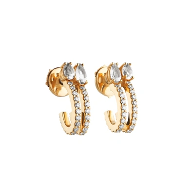 Shop Atelier Swarovski Arc-en-ciel Double Hoop Earrings Swarovski Genuine Topaz 18k Rose Gold