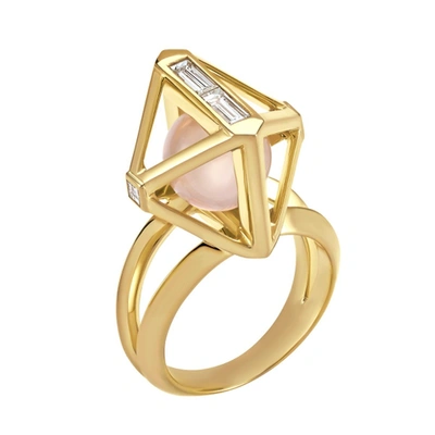 Shop Atelier Swarovski Double Diamond Ring Genuine Rose Quartz Size 55