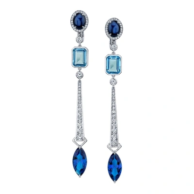 Shop Atelier Swarovski Azure Blue Drop Earrings 18k White Gold