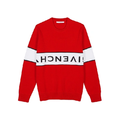 Shop Givenchy Logo-intarsia Cotton Jumper