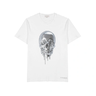 Shop Alexander Mcqueen Metallic Skull Printed Cotton T-shirt