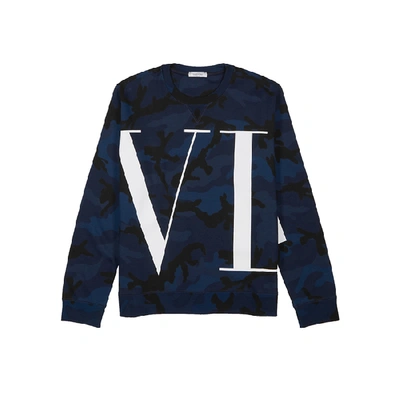 Shop Valentino Vltn Camouflage-print Cotton-blend Sweatshirt