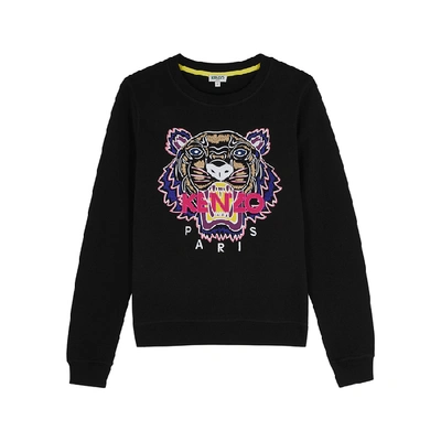 Shop Kenzo Tiger-embroidered Cotton Sweatshirt In Black And Other