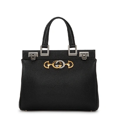 Shop Gucci Zumi Small Leather Top-handle Bag In Black
