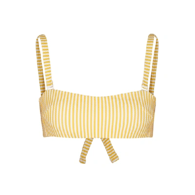 Shop Asceno Yellow Striped Bandeau Bikini Top