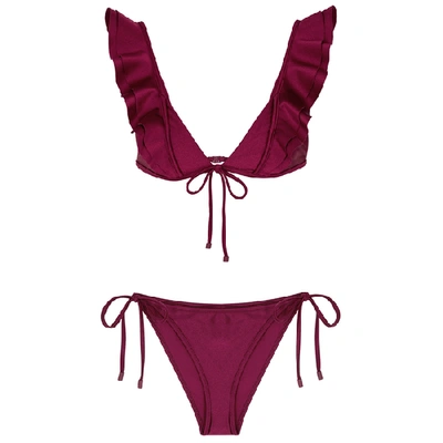 Shop Zimmermann Amari Crimson Ruffle-trimmed Bikini