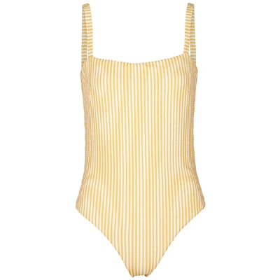 Shop Asceno Yellow Striped Swimsuit