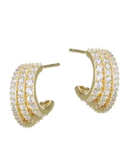 Shop Adriana Orsini Tivoli Gold-plated Triple Hoop Post Earrings In Goldtone