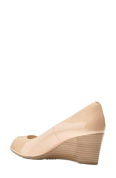 Shop Cole Haan Sadie Open Toe Wedge Pump In Nude Patent Leather