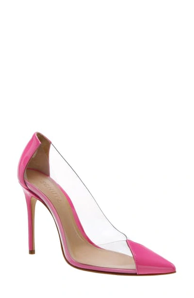 Shop Schutz Cendi Transparent Pump In Neon Pink Patent Leather