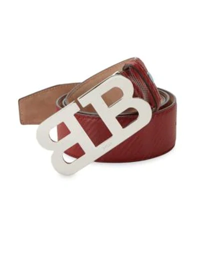 Shop Bally Mirror B Leather Belt In Garnet