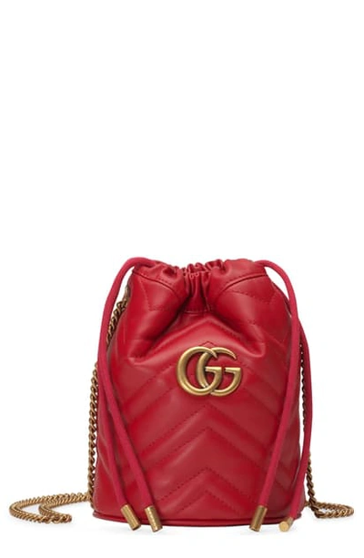 Shop Gucci Mini Quilted Leather Bucket Bag In Mystic White