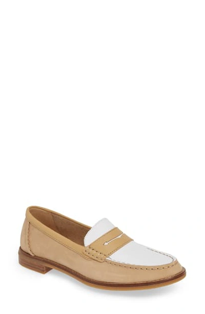 Shop Sperry Seaport Penny Loafer In Tan/ White Leather