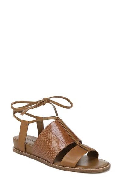 Shop Vince Forster Strappy Ankle Wrap Sandal In Hazelnut Snakeskin