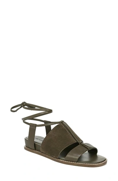Shop Vince Forster Strappy Ankle Wrap Sandal In Oak Moss Leather