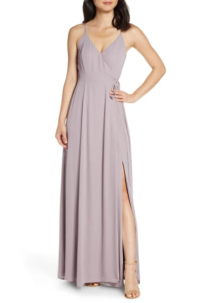 Shop Wayf The Angelina Slit Wrap Gown In Light Orchid
